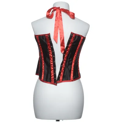 Korsett (Schwarz, Rot) Elasthan, Polyester