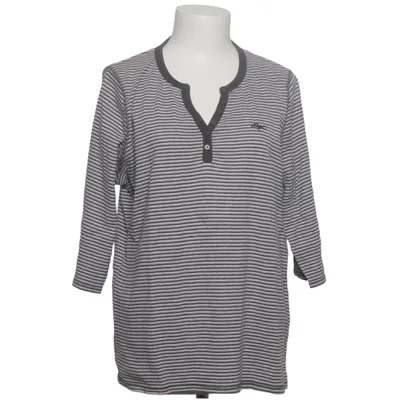 Henley T-shirt (Grå, Hvid) fra Anne L Bomuld, Polyester, Viscose