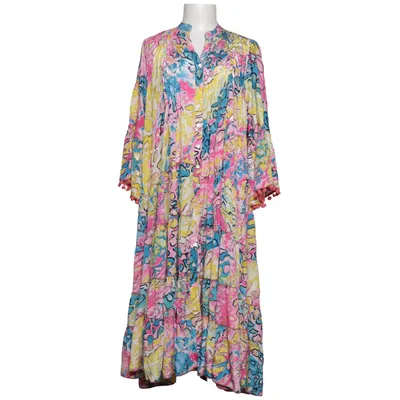 Maxi dress (Pink, Blue, Yellow, Multicolored) Polyester, Silk, Viscose