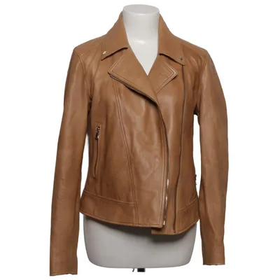 Bikerjakke (Beige) fra Massimo Dutti Bomuld, Læder