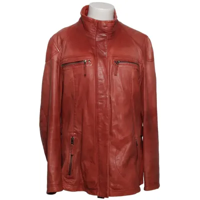 Leather jacket (Brown) from Prato Cotton, Leather, Polyester