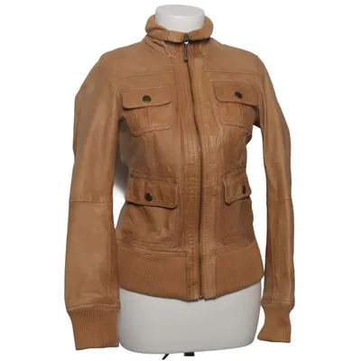 Leather jacket (Beige) from Bershka Leather