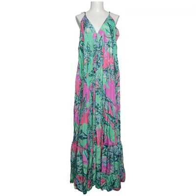 Långklänning (Grön, Rosa, Blå) Polyester, Silke, Viskos