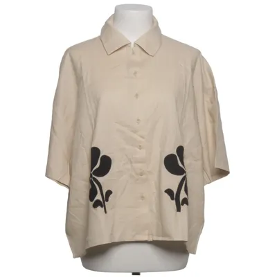 Short sleeve shirt (Beige, Black) from Thinking Mu Cotton