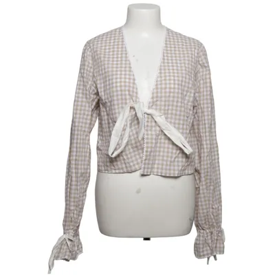 Wrap blouse (Beige, White) from Arines Cotton