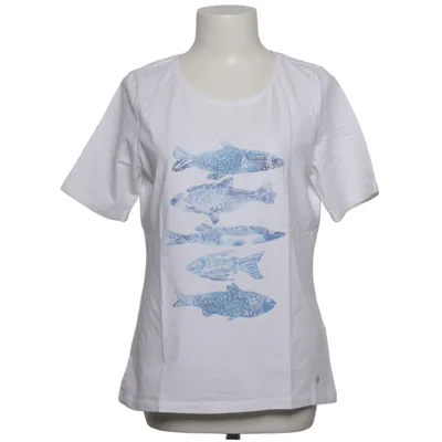 T-shirt (Hvid, Blå) fra Strandfein Bomuld, Elastan