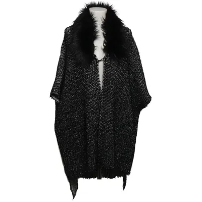 Poncho (Svart, Vit) från Mat. Akryl, Polyamid, Polyester