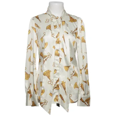 Pussy bow blouse (White, Gold) from Hawes & Curtis Elastane, Polyester
