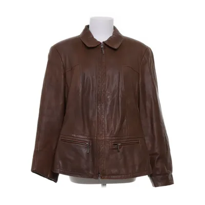 Läderjacka (Brun) från Madeleine Skinn, Polyester, Viskos