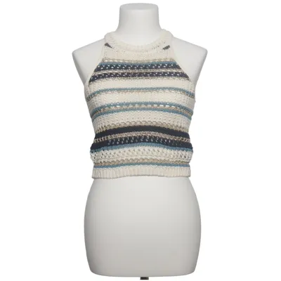 Top (Wit, Blauw, Goud) van Twill Katoen, Metallvezel, Polyester
