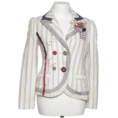 Blazer (White, Blue) from Desigual Linen, Polyester, Viscose
