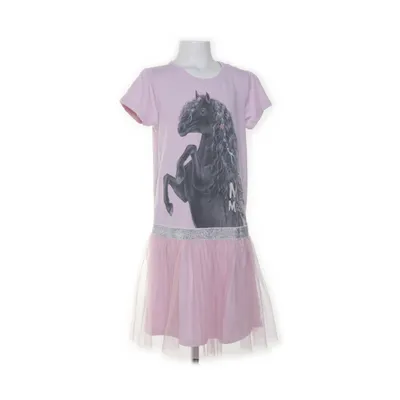 Klänning (Rosa, Svart, Silverfärgad) från Miss Melody Bomull, Elastan