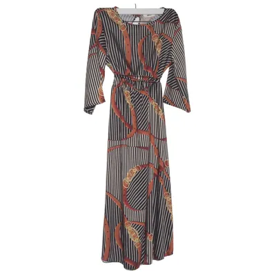 Maxi jurk (Zwart, Wit, Bruin) van Mimosa Elastaan, Polyester