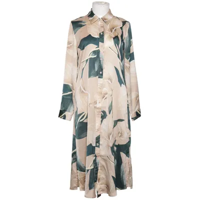 Shirt dress (Beige, Green) from Object Recycled polyester