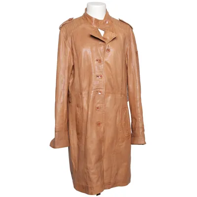 Leather coat (Brown) from Mauritius Cotton, Leather, Polyester
