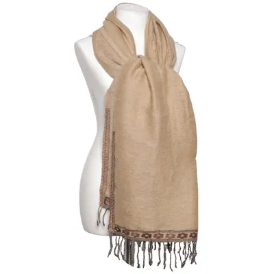 Scarf (Beige, Brown) from Kashmir House Wool