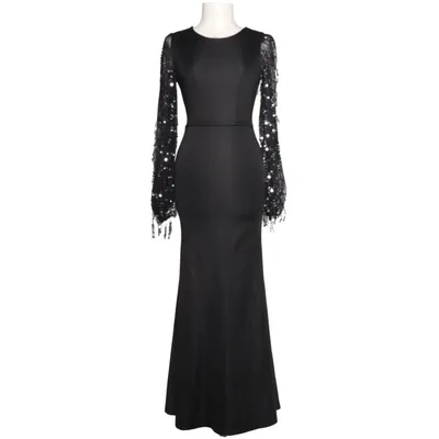 Abendkleid (Schwarz, Silber) Elasthan, Polyester