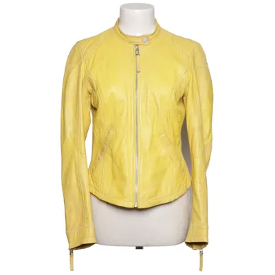 Leather jacket (Yellow) from Freaky Nation Cotton, Leather, Polyester