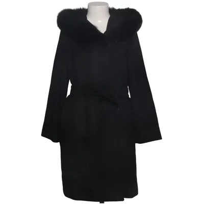 Mantel (Schwarz) von MaxMara Studio Pelz, Viskose, Wolle