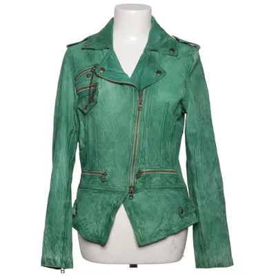 Bikerjacka (Grön) från Freaky Nation Bomull, Skinn, Polyester, Silke
