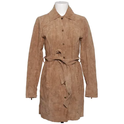 Læderfrakke (Brun) fra Stradivarius Læder, Polyester