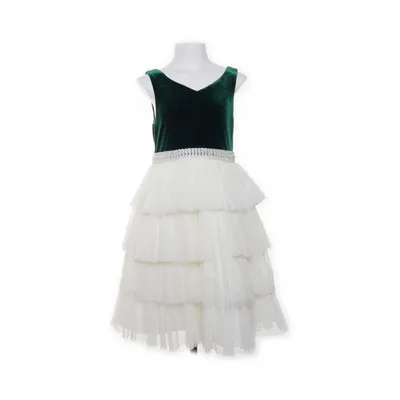 Bloemenmeisjes jurk (Wit, Groen) van American Princess