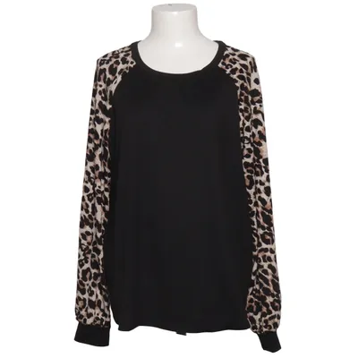 Langærmet t-shirt (Sort, Brun, Flerfarvet) fra Emery Rose Elastan, Polyester