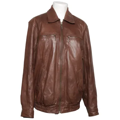 Läderjacka (Brun) från Saki Collection Skinn, Polyester