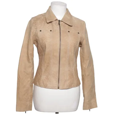 Leather jacket (Beige) from Gipsy Cotton, Leather, Polyester
