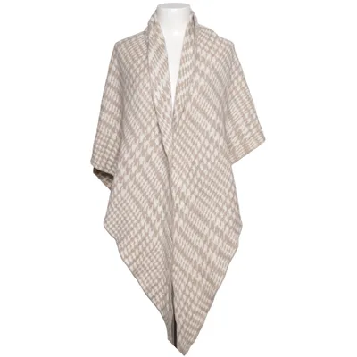 Poncho (Beige, Wit) van Zwillingsherz Wol, Polyester, Viscose, Kasjmier