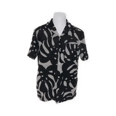 Kortærmet skjorte (Sort, Hvid) fra H&M Man Bomuld, Polyester