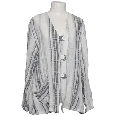Shirt (White, Gray) from She's Crazy Linen, Polyamide