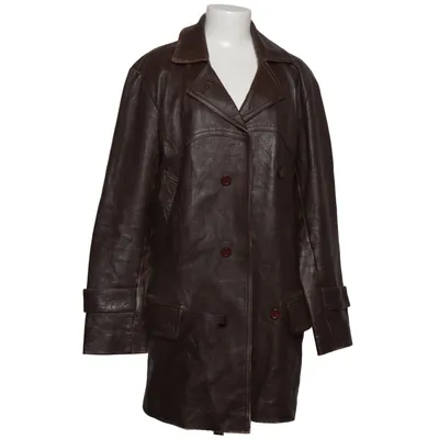 Veste longue en cuir (Marron) de The Leather Collection