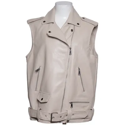 Biker vest (Beige) from Copperose Cotton, Polyester, Viscose