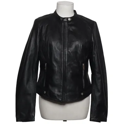 Leren jack (Zwart) van Freaky Nation Katoen, Leer, Polyester