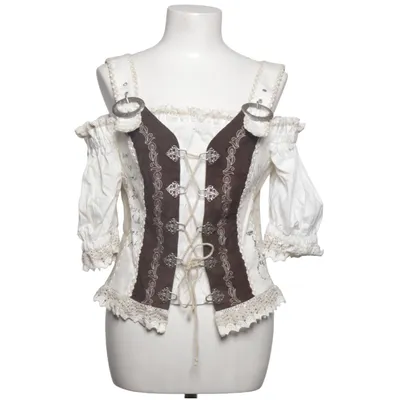 Dirndlbluse (Weiß, Braun) von Fuchs Trachtenmoden Leinen