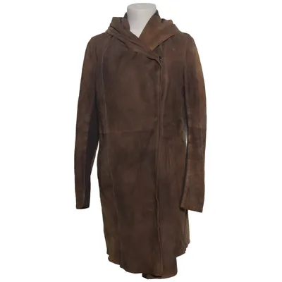 Läderkappa (Brun) från Viola Skinn, Polyester, Ull