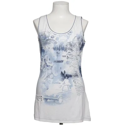 Débardeur (Blanc, Bleu) de Crisca Élasthane, Viscose