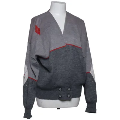 Cardigan (Gray, Red, White) from Kriss Acrylic, Cotton, Wool