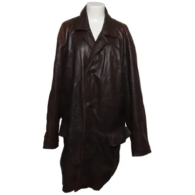 Veste longue en cuir (Marron) de René Lezard