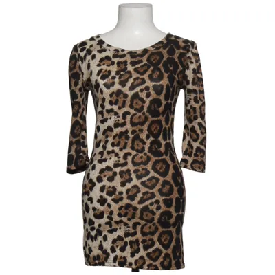 Jurk (Beige, Bruin, Zwart) van Muse Katoen, Elastaan