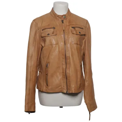 Leather jacket (Brown) from Chevirex Cotton, Leather, Polyester