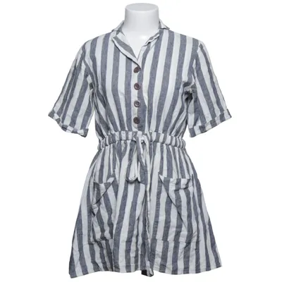 Robe chemise (Bleu, Blanc) de Manda Coton, Lin