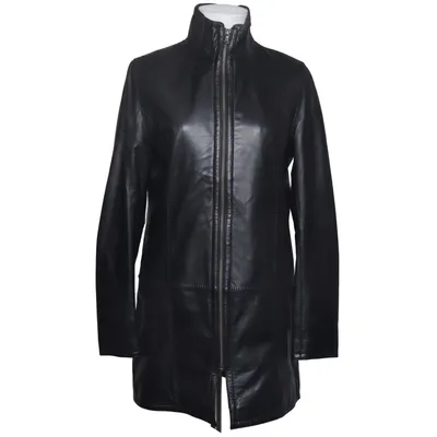 Leather coat (Black) from Prato Leather, Polyester