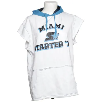 Short sleeve hoodie (White, Blue) from Starter Cotton, Polyester