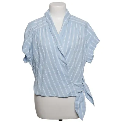 Wrap blouse (Blue, White) from Cerise Blue Cotton, Viscose