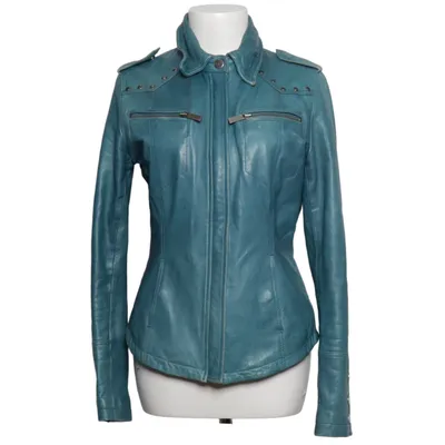 Leren jack (Blauw) van Transmission Leer, Polyester