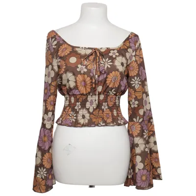 Crop top (Brown, Multicolored) from Romwe Polyester