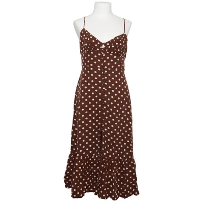 Jurk (Bruin, Wit) van Zara Linnen, Viscose