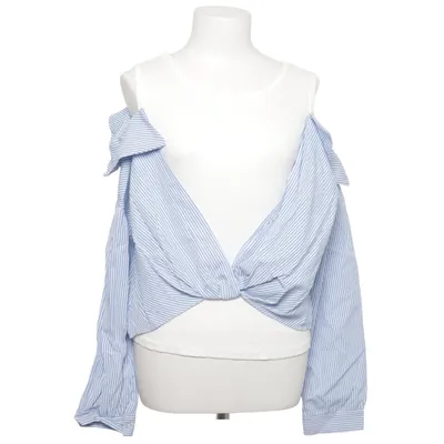 Blouse (Blue, White) from Lens Cotton, Elastane